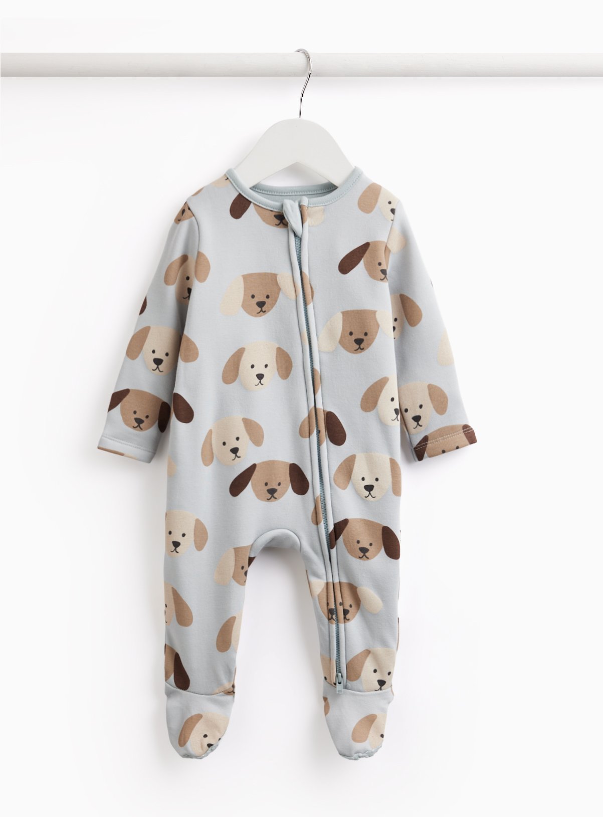 Blue Dog Print Fleece Lined Sleepsuit Newborn
