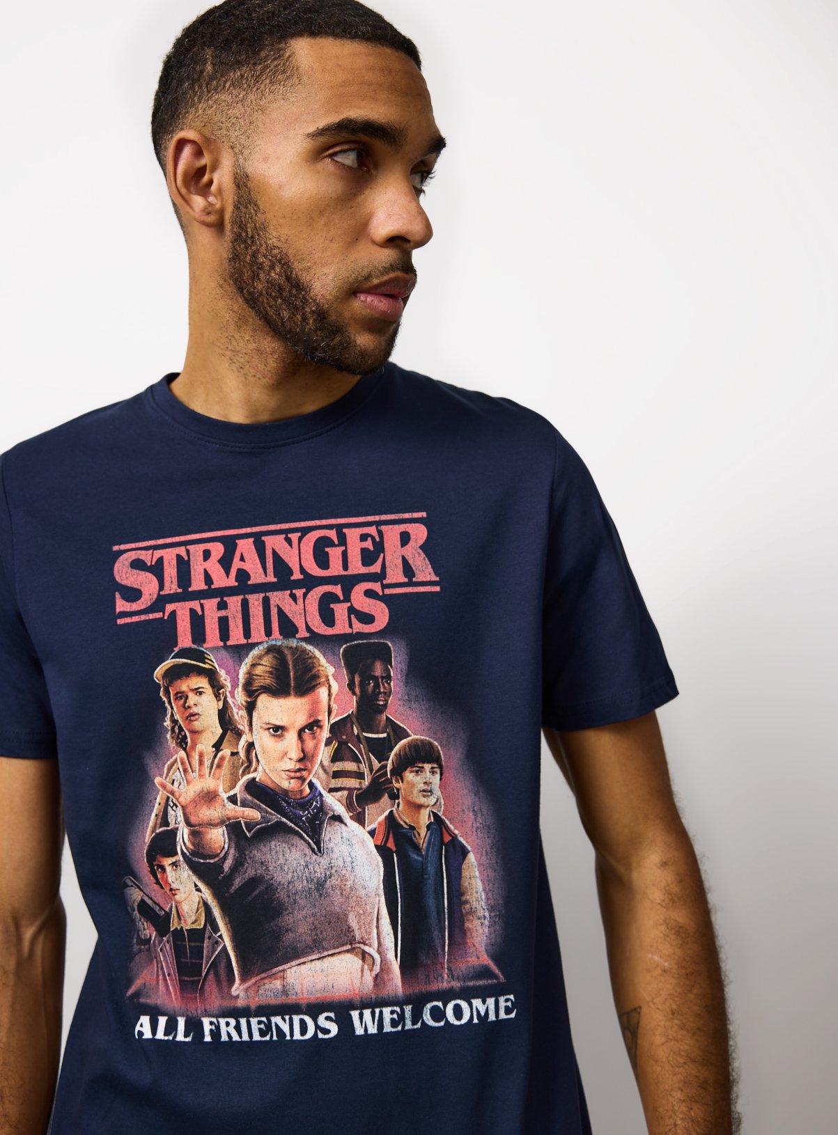 Navy Stranger Things Graphic T-Shirt M