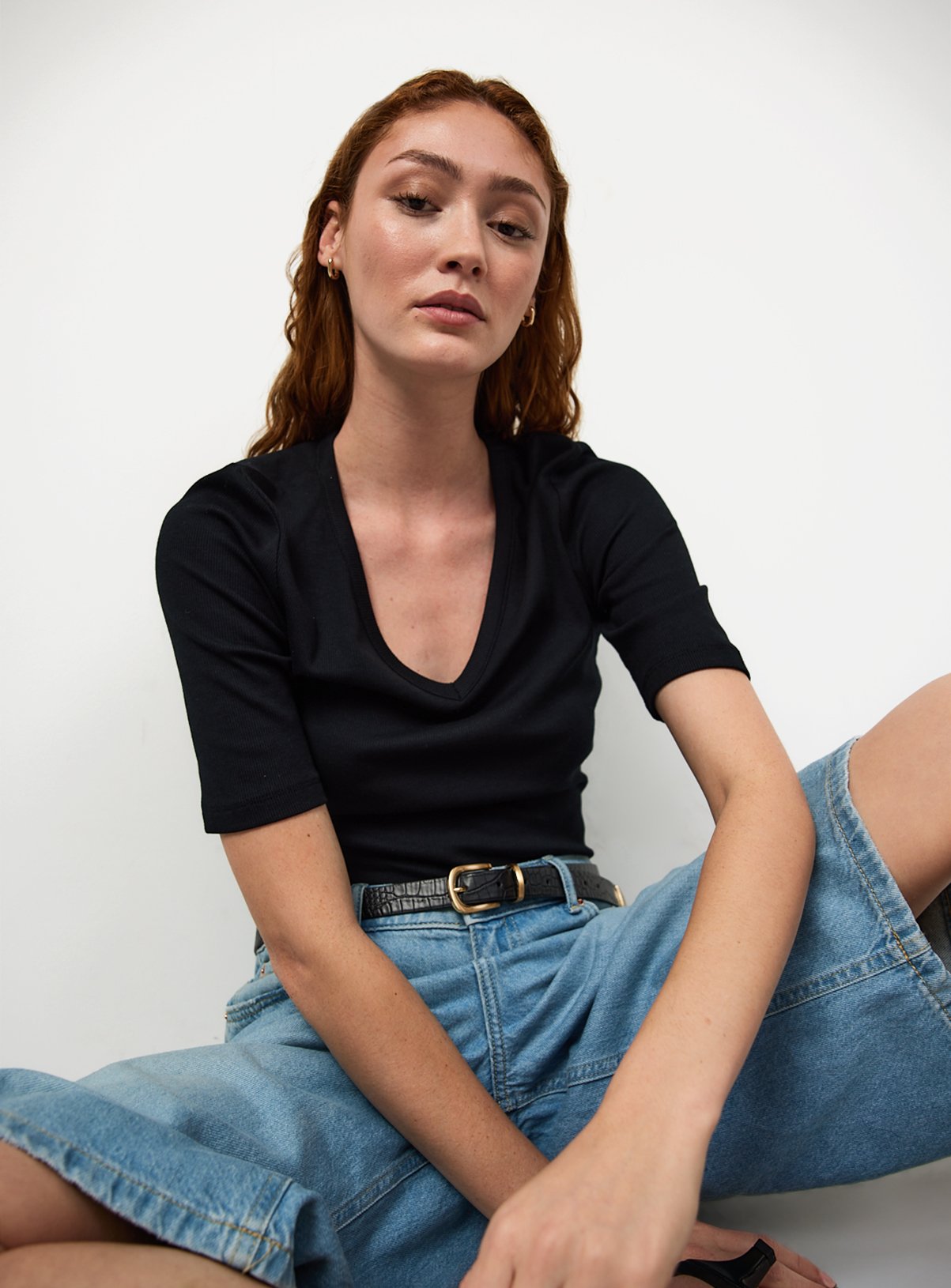 Modal Ribbed Half Sleeve Top 