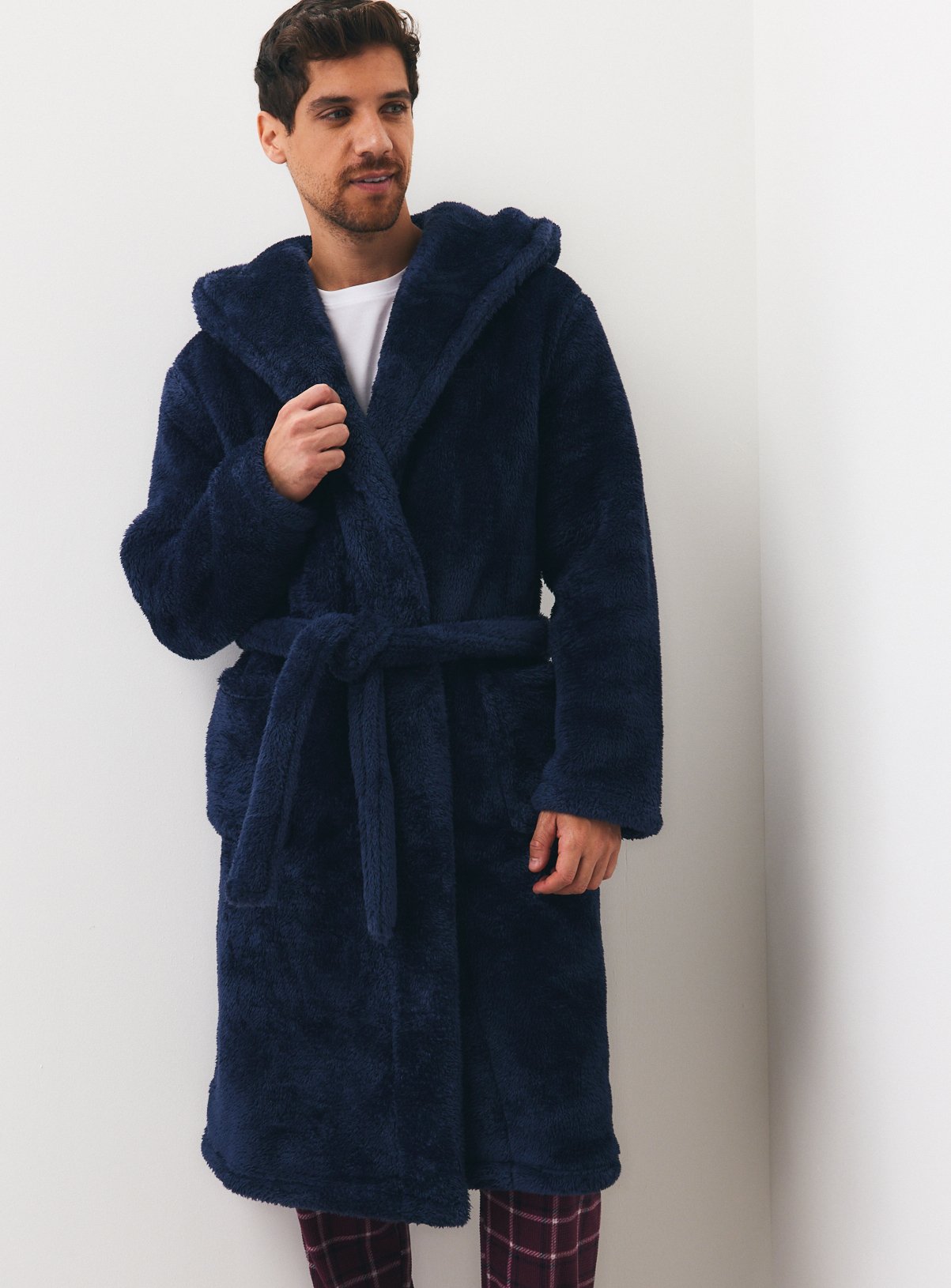 Navy Premium Fluffy Dressing Gown 