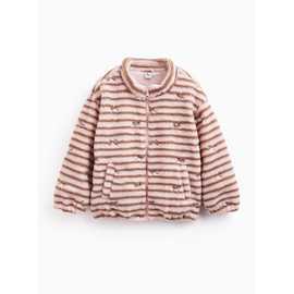 Pink Striped Borg Fleece Jacket