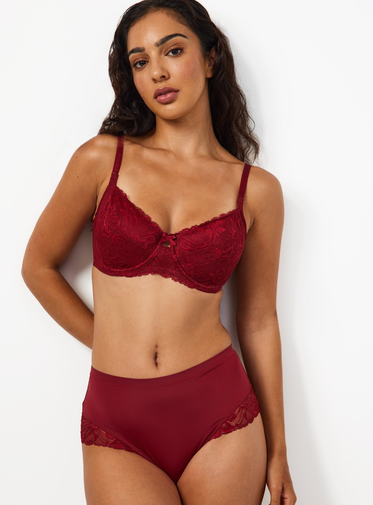 Red Fleur Lace Full Briefs 
