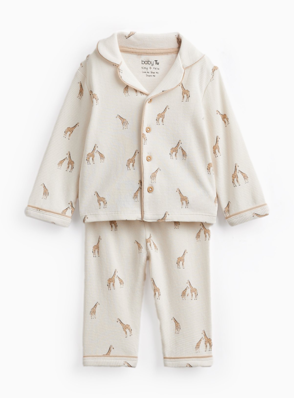 Cream Giraffe Print Traditional Pyjamas 