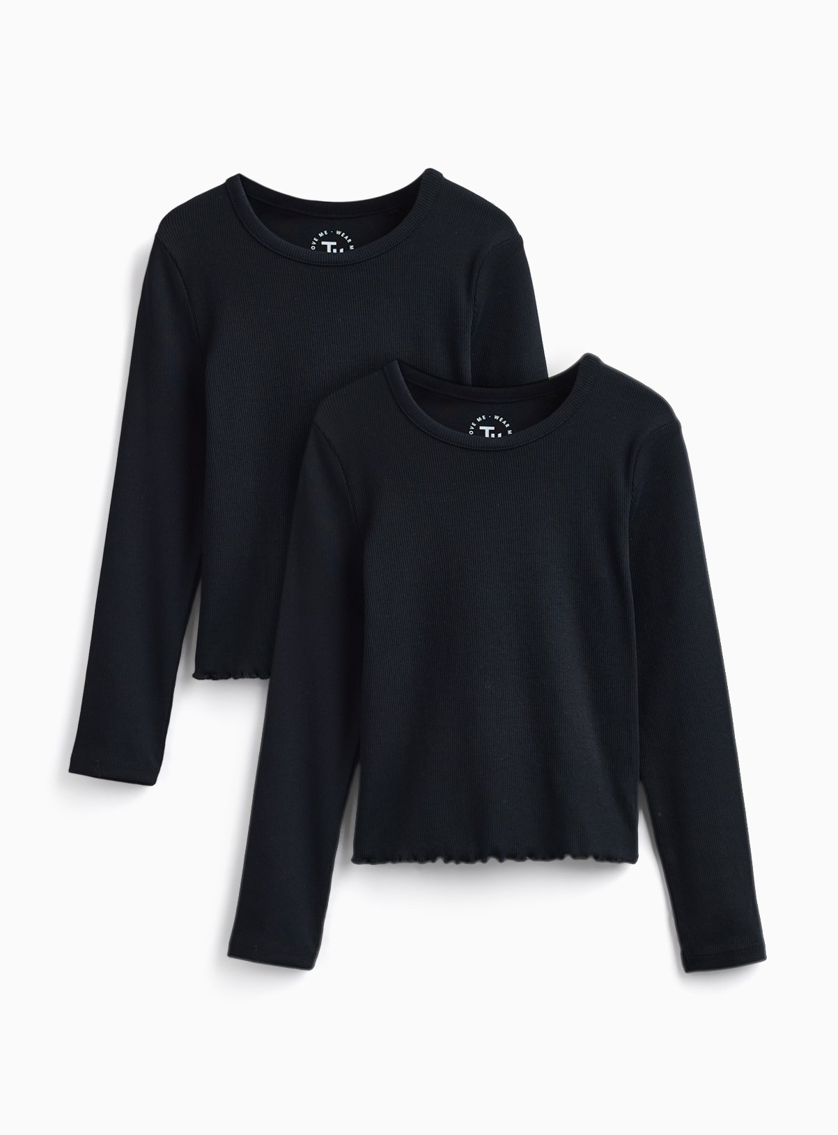 Black Ribbed Cotton Long Sleeve Crew Neck T-Shirt 2 Pack 5 years