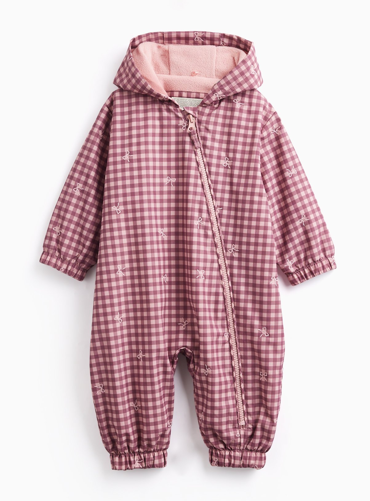 Pink Check Bow Puddlesuit 
