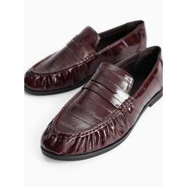 Faux Leather Eel Detail Penny Loafers