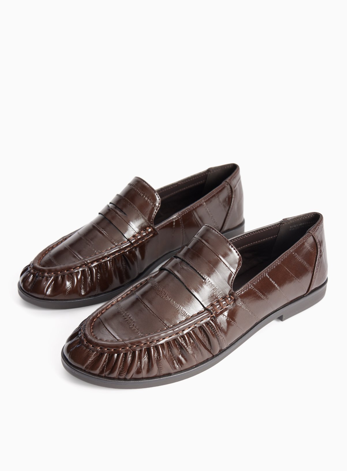 Faux Leather Eel Detail Penny Loafers 