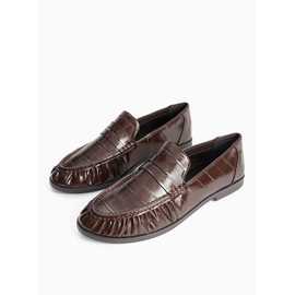 Faux Leather Eel Detail Penny Loafers