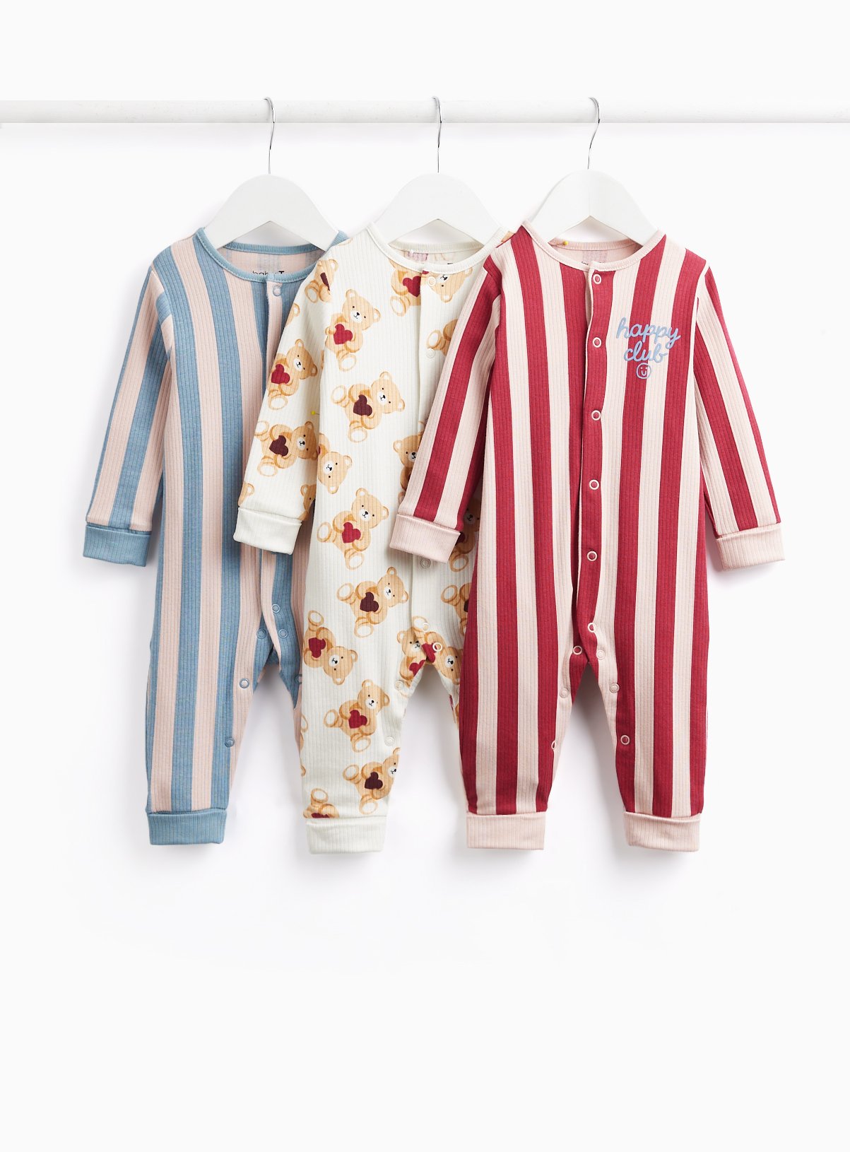 3 Pack Bear Grow with Me Sleepsuits 