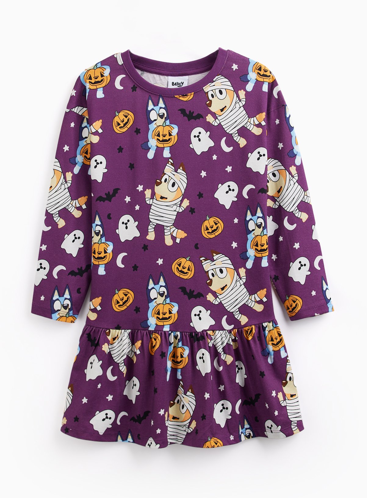 Purple Bluey Halloween Jersey Dress 
