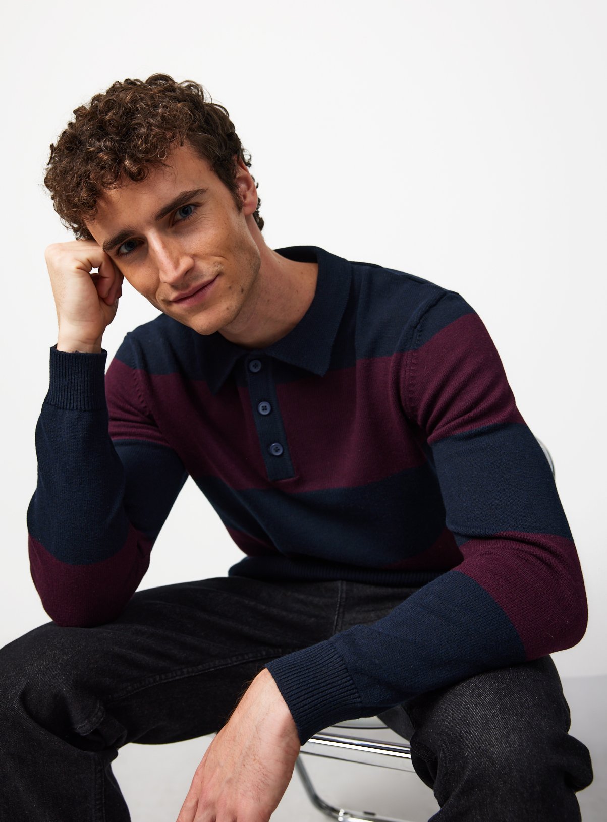 Block Stripe Polo Shirt 
