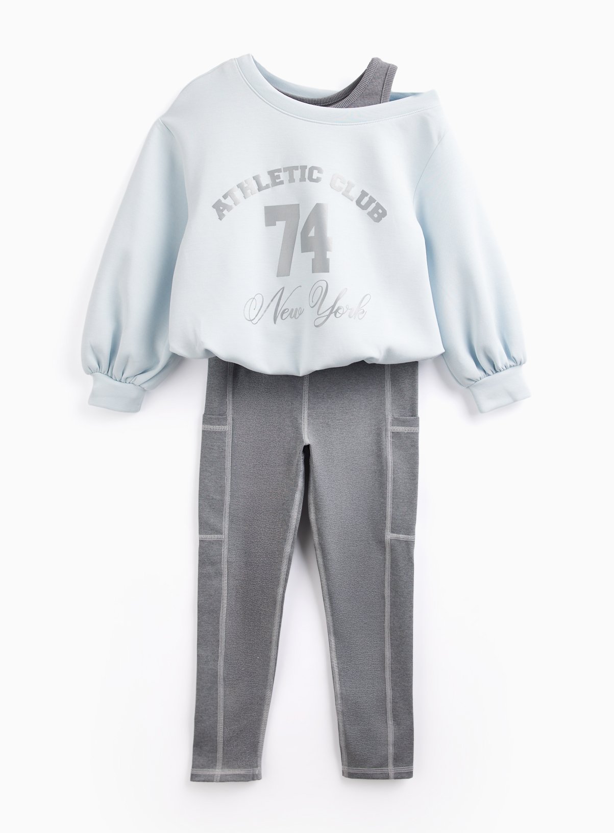 Blue Varsity Graphic Sweatshirt & Leggings Set 