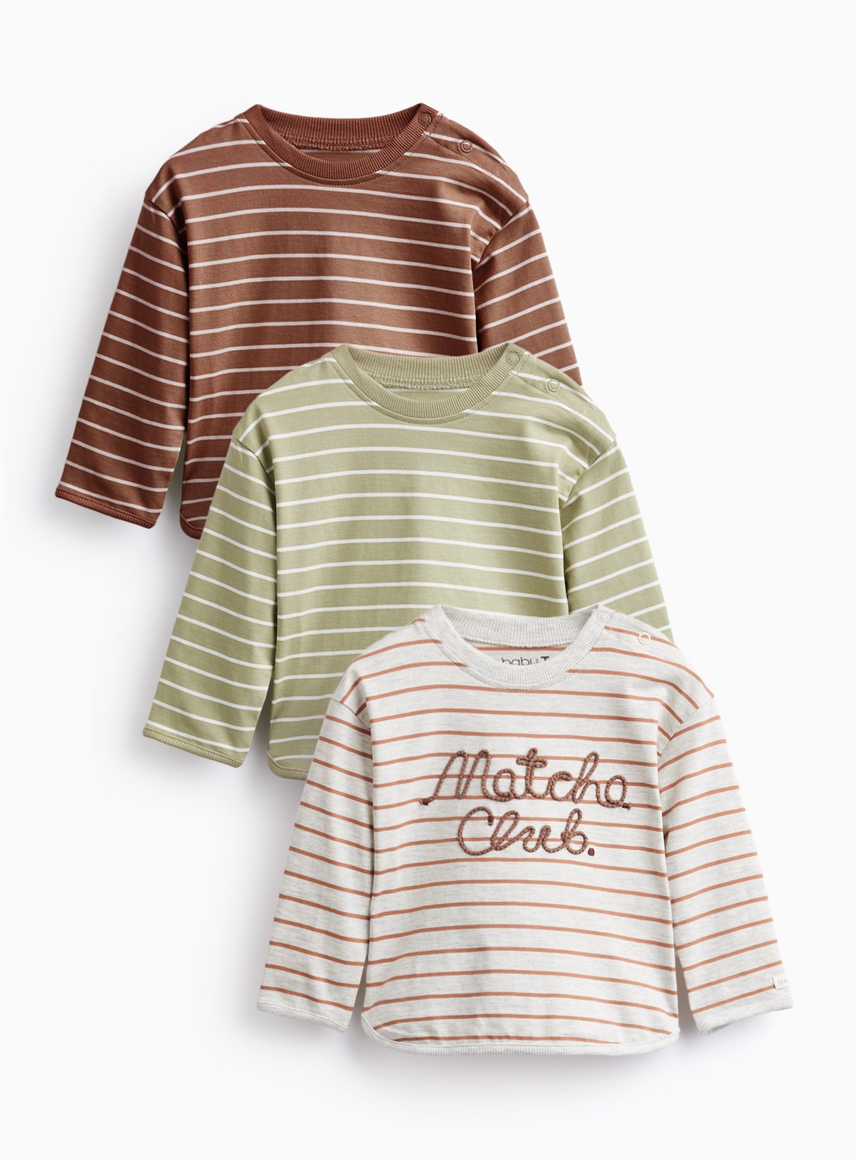 Stripe Long Sleeve Tops 3 Pack 