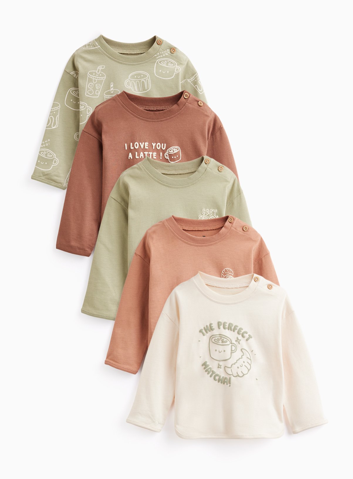 Matcha Long Sleeve Tops 5 Pack 9-12 months