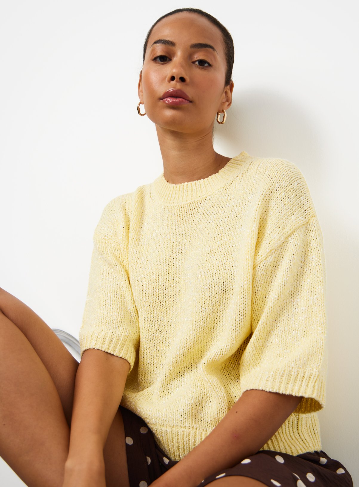 Sequin Detail Knitted T-Shirt 
