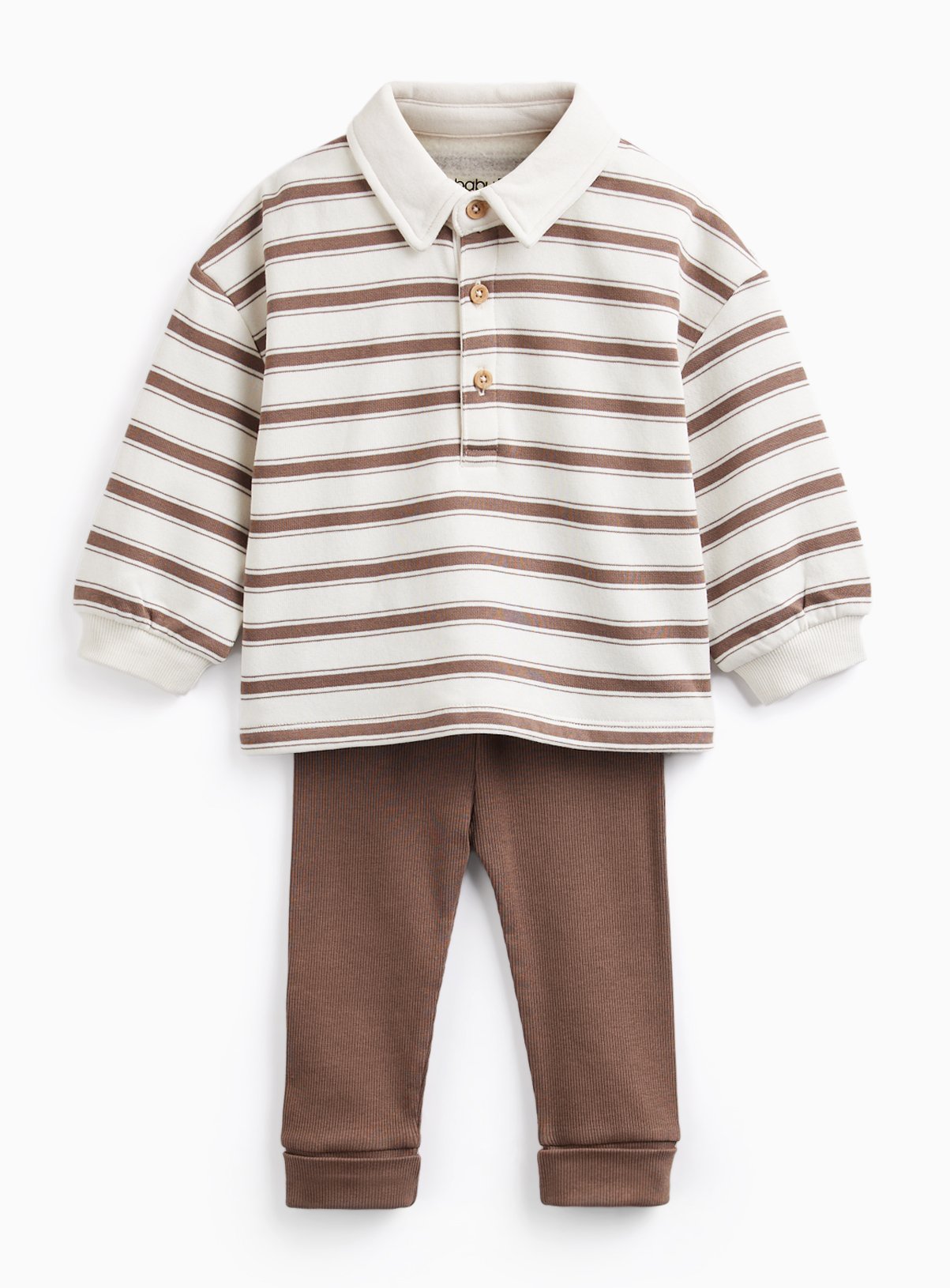Brown Stripe Polo Sweatshirt & Legging Set 12-18 months