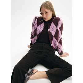 Purple Argyle Print Button Through Cardigan 12