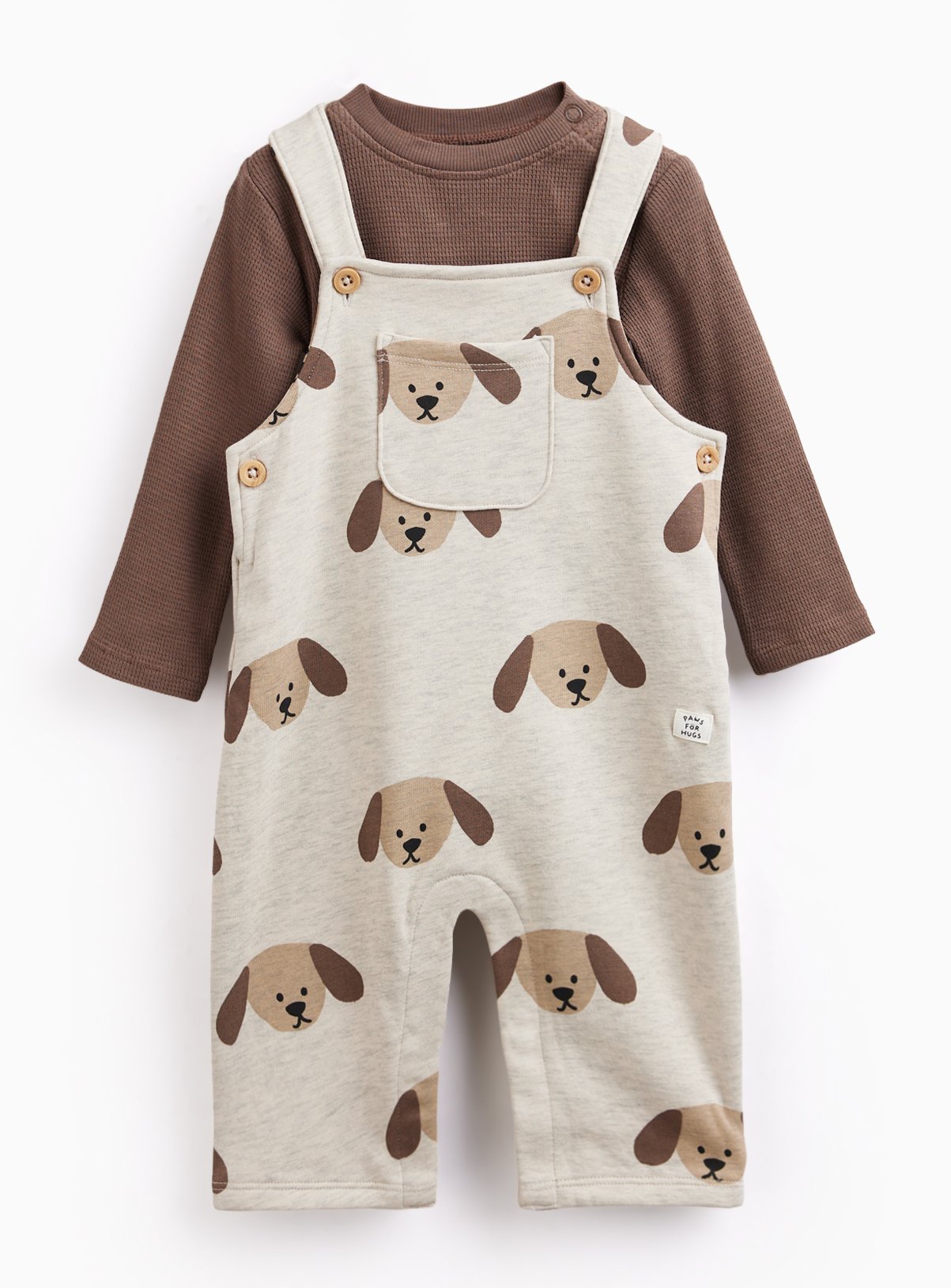Dog Print Dungaree & Bodysuit Set 