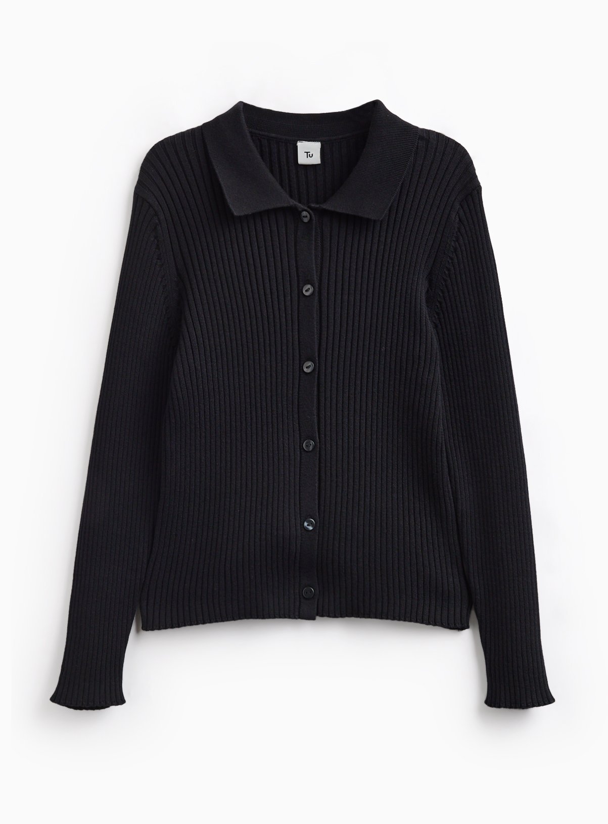 Black Ribbed Button Through Cardigan 13 years