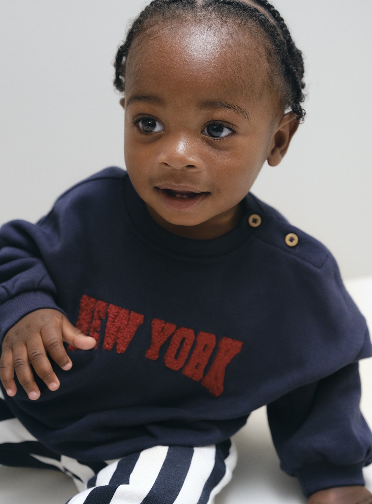 Navy New York Striped Sweat Set Up to 3 mths