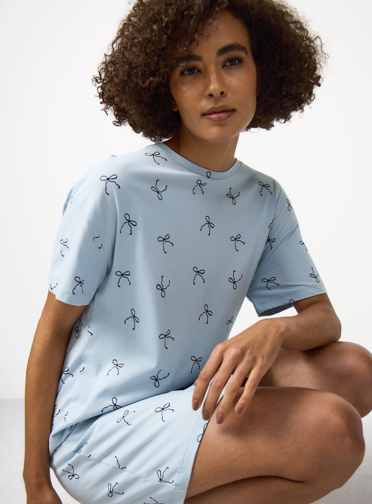 Blue Bow Print Sleep Tee 