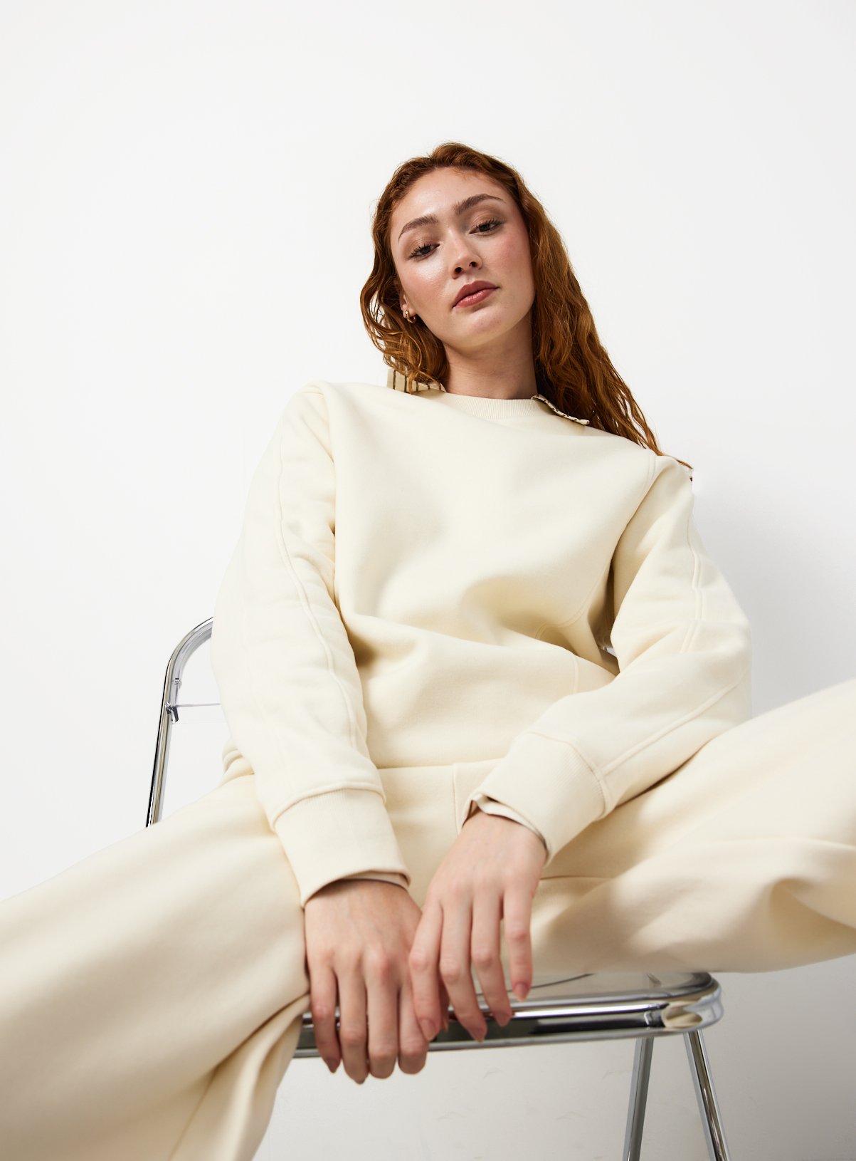 Cream Crew Neck Co-ord Sweatshirt 