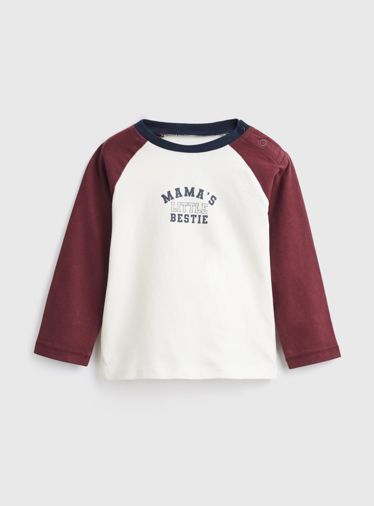 White Mama's Little Bestie Graphic Raglan Long Sleeve T-Shirt 