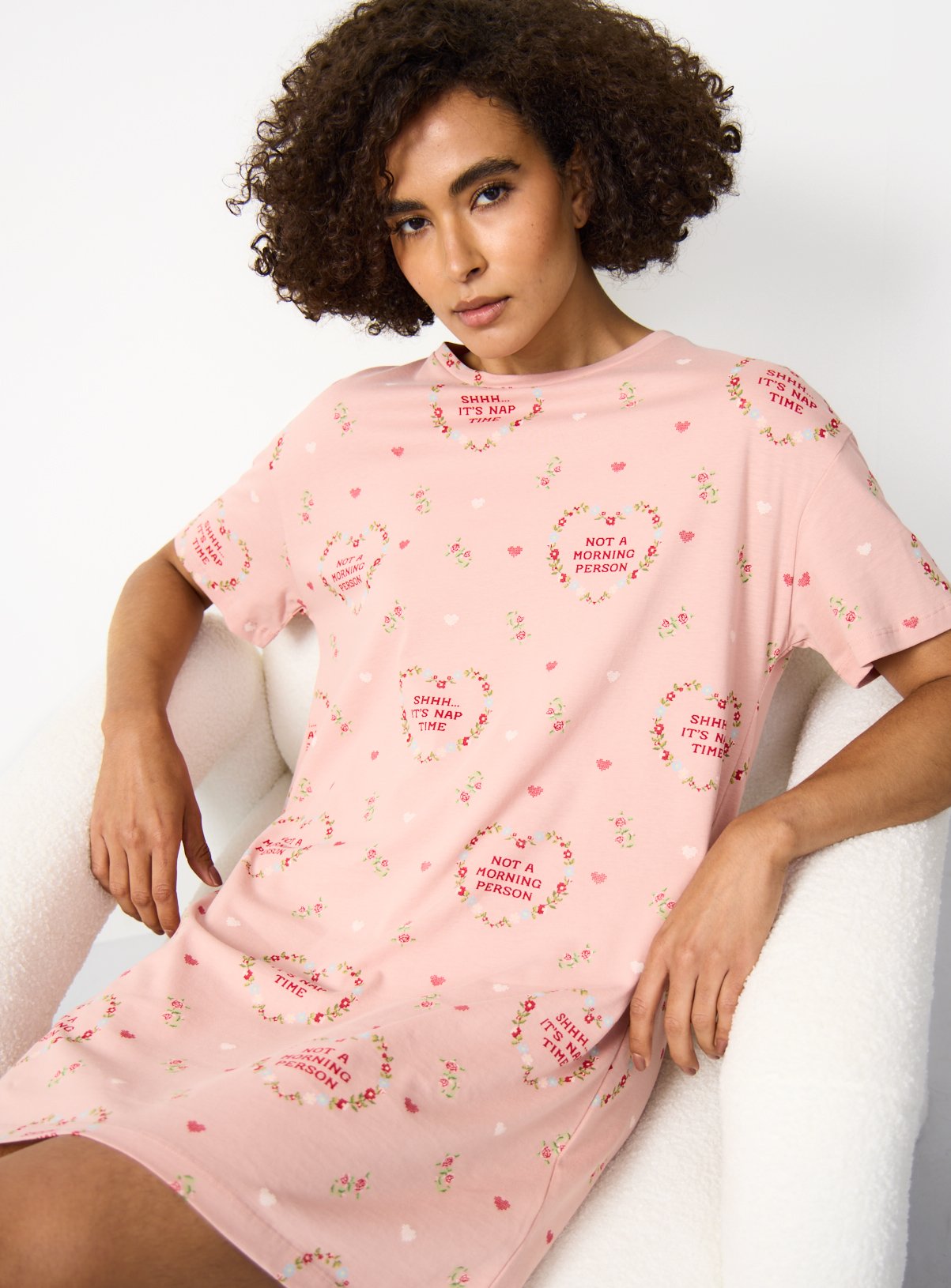 Pink Heart Print Sleep Tee 