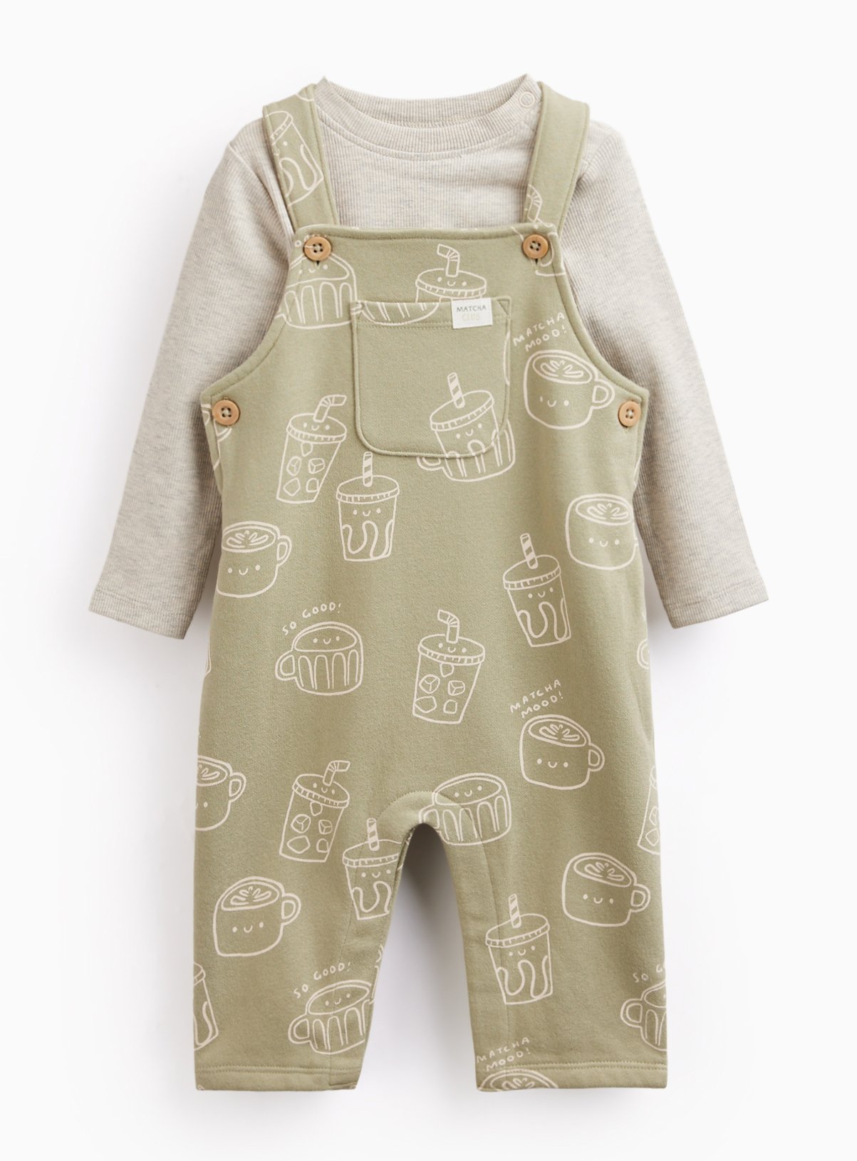 Matcha Dungaree & Bodysuit Set Up to 3 mths