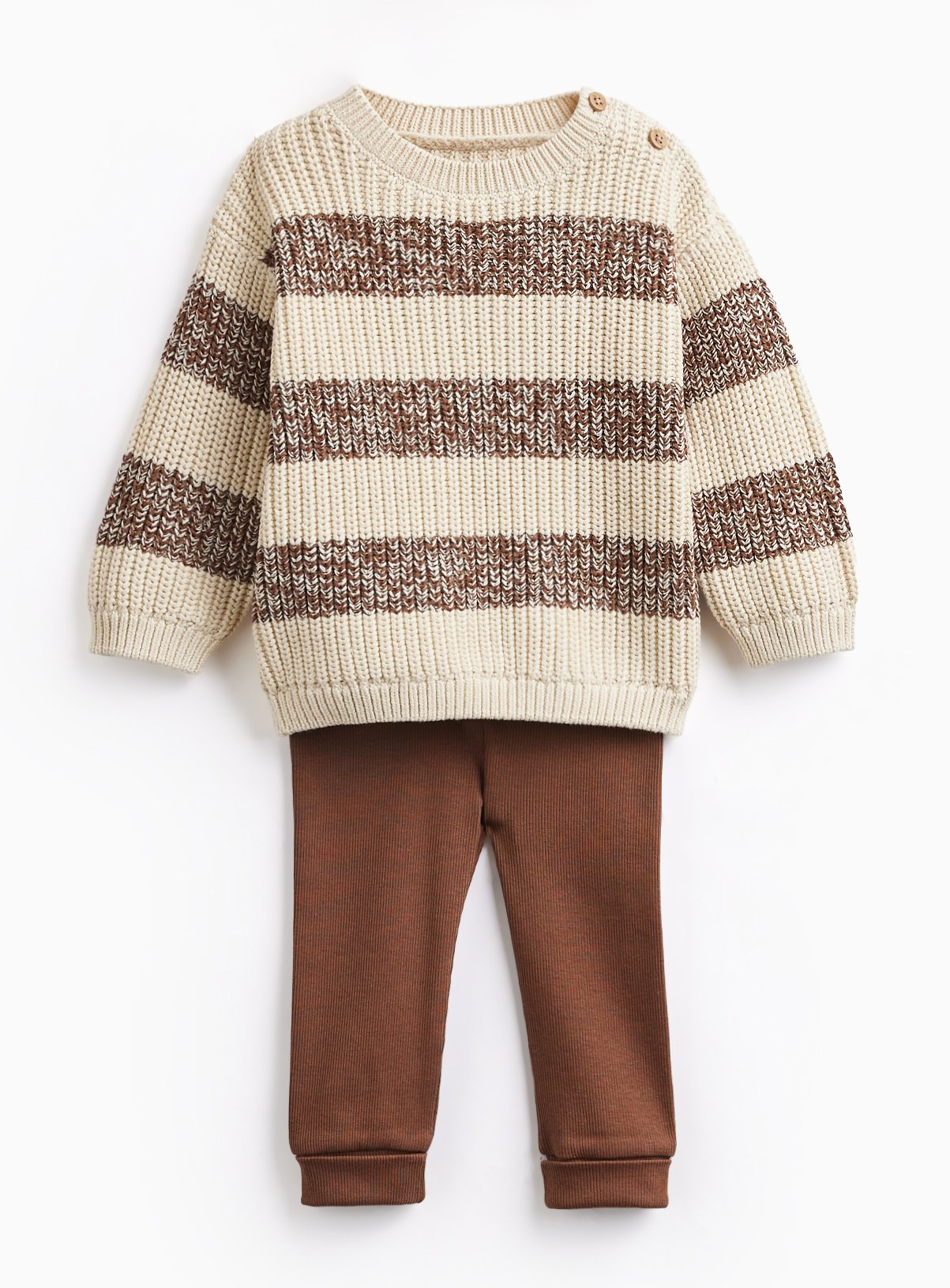 Brown Stripe Knitted Jumper & Leggings Set Up to 3 mths