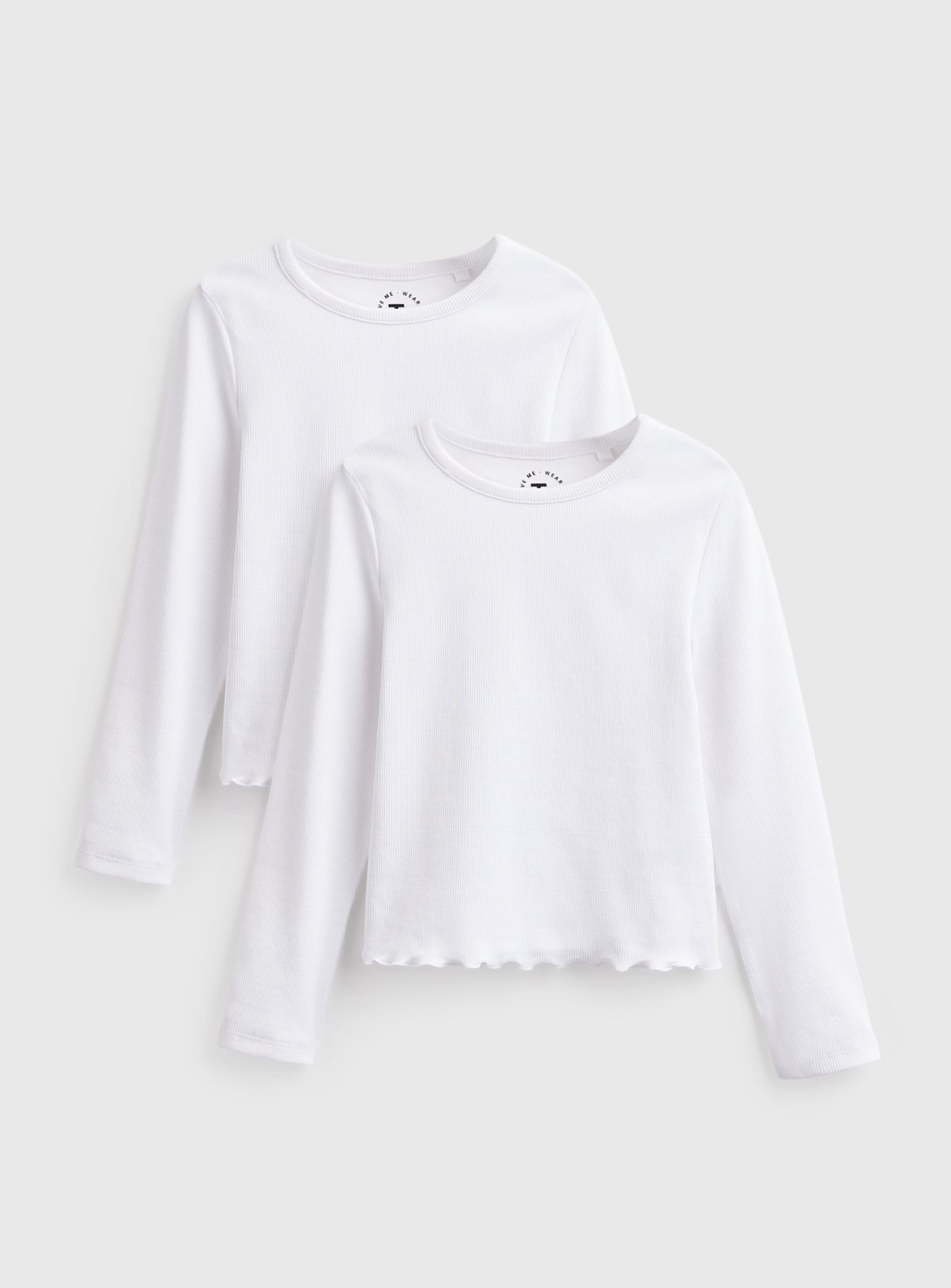 2 Pack White Ribbed Long Sleeve T-Shirt 9 years