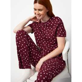 Burgundy Heart Print Pyjamas
