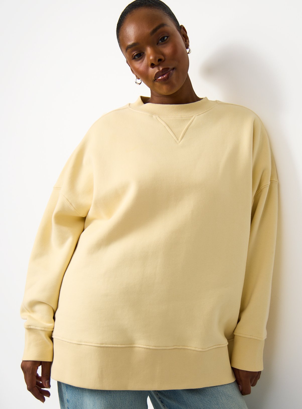 Yellow Pure Cotton Longline Sweatshirt 