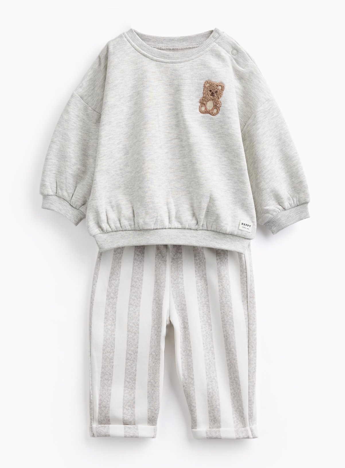 Grey Bear Sweatshirt & Stripe Jogger Set Up to 3 mths