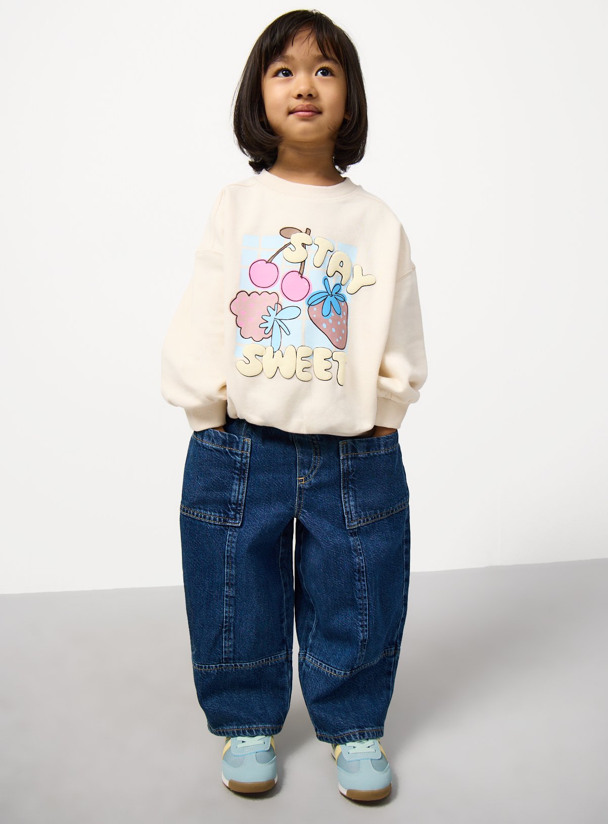 Mid Blue Balloon Barrel Leg Jeans 