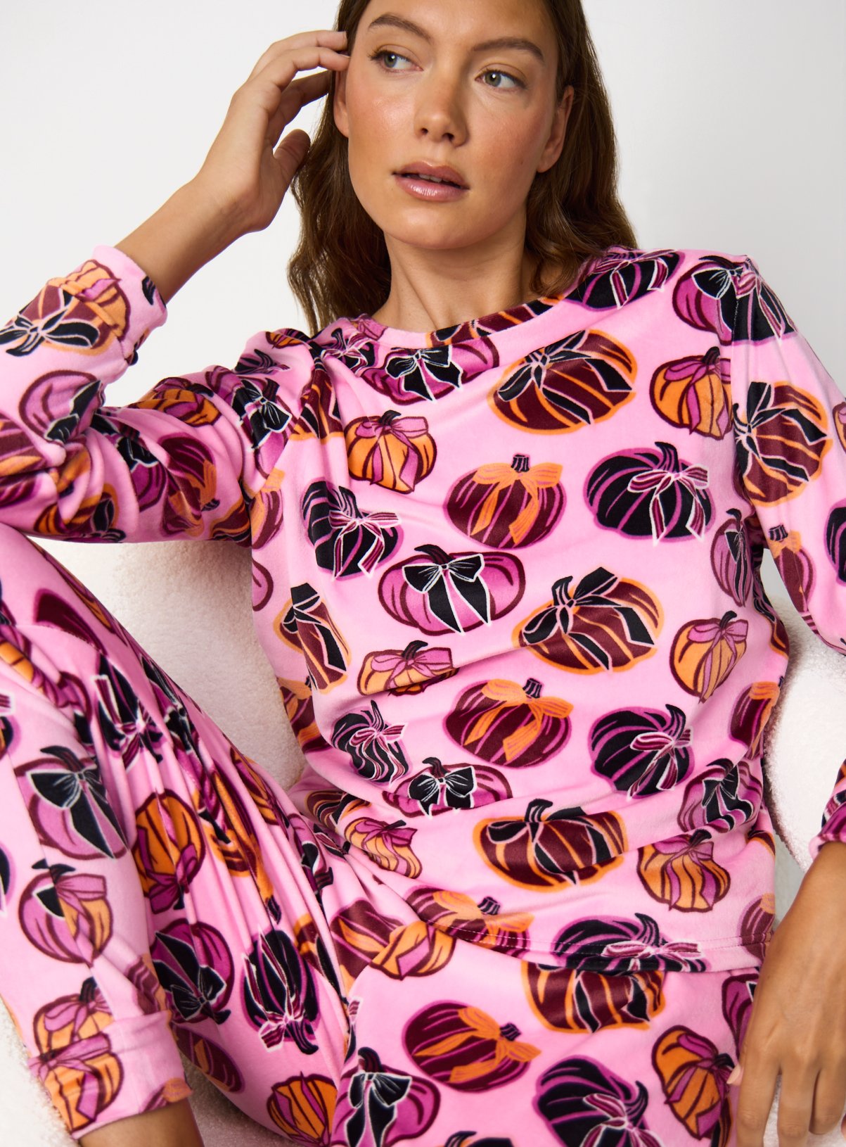 Pink Halloween Pumpkin Print Pyjamas 
