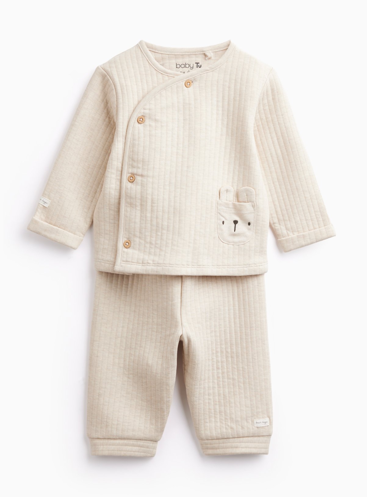 Oatmeal Bear Wadded Jersey Set 18-24 months