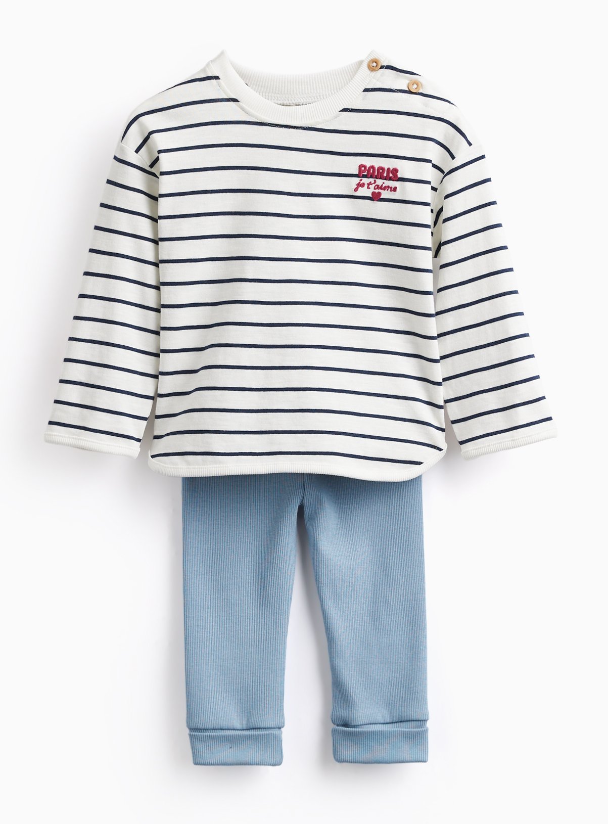 White Stripe Print Long Sleeve Tee & Leggings Set 3-6 months