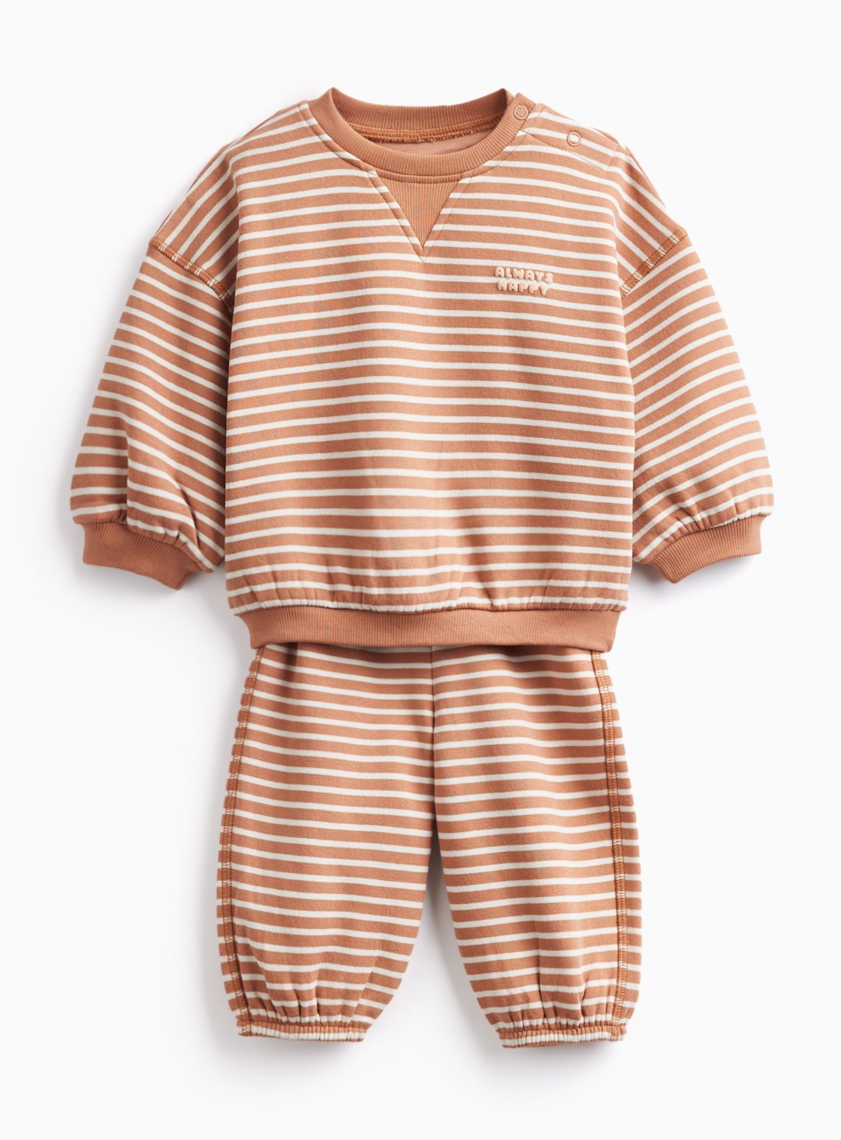 Brown Always Happy Sweatshirt & Jogger Set 