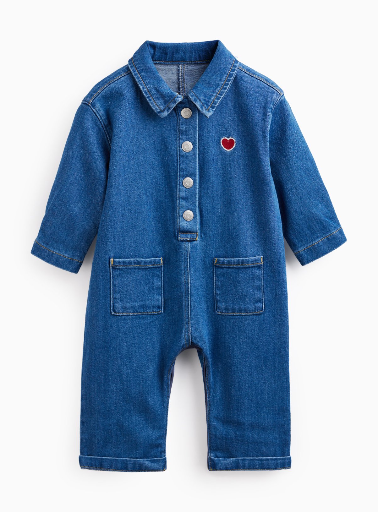 Denim Romper Boilersuit with Heart Up to 3 mths