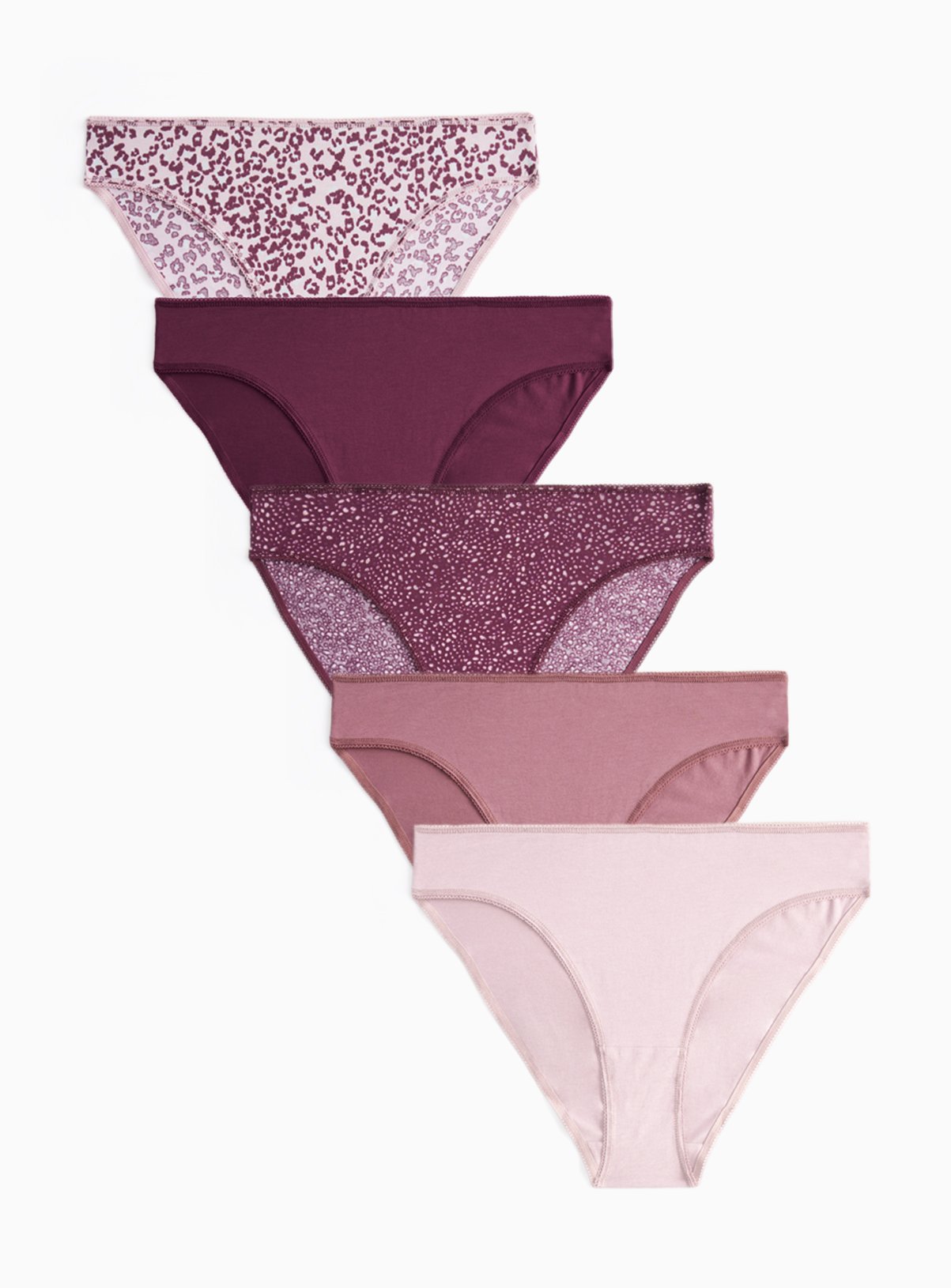 Purple Leopard High Leg Briefs 5 Pack 