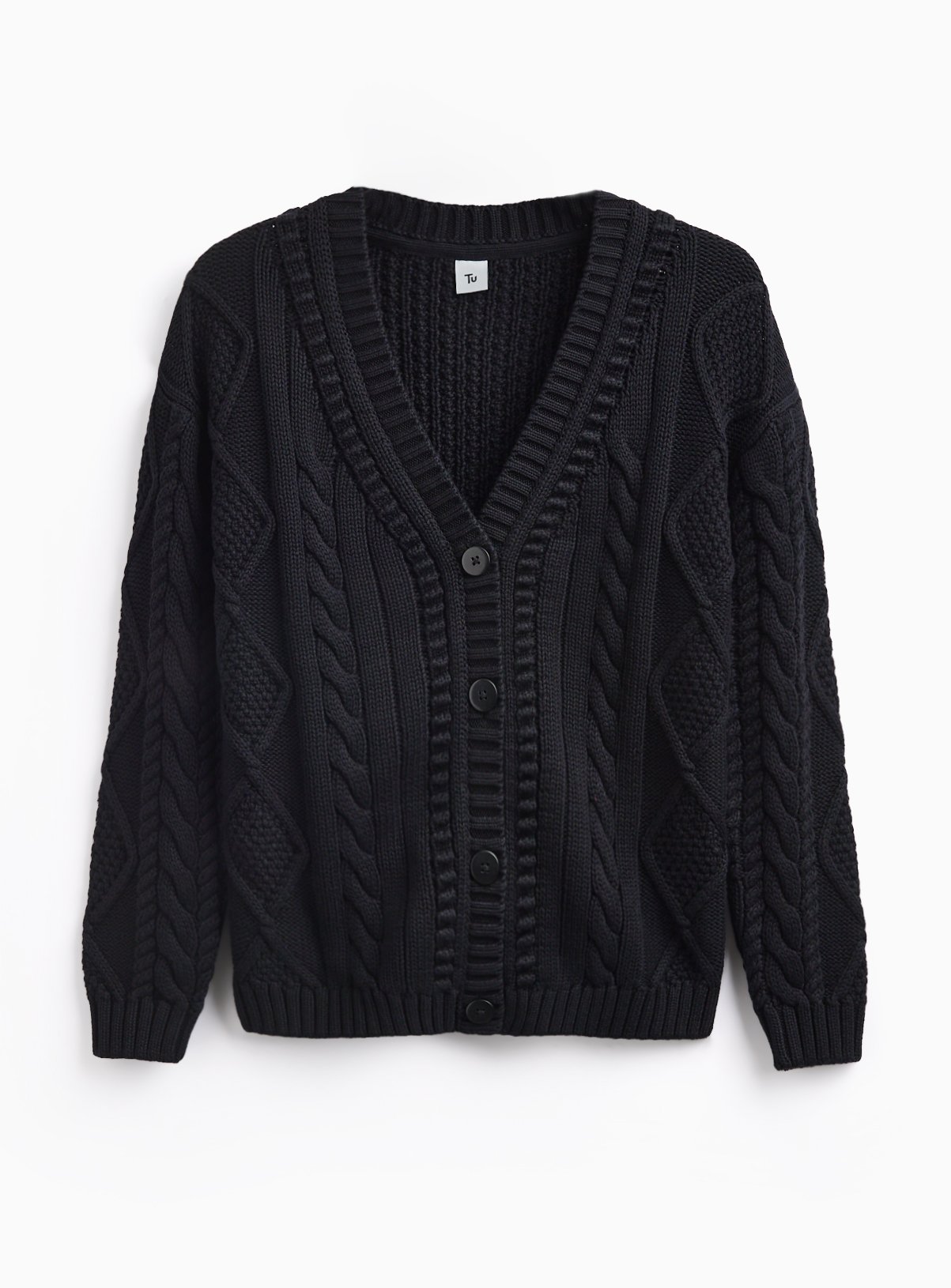 Black Cable Knit Cardigan 