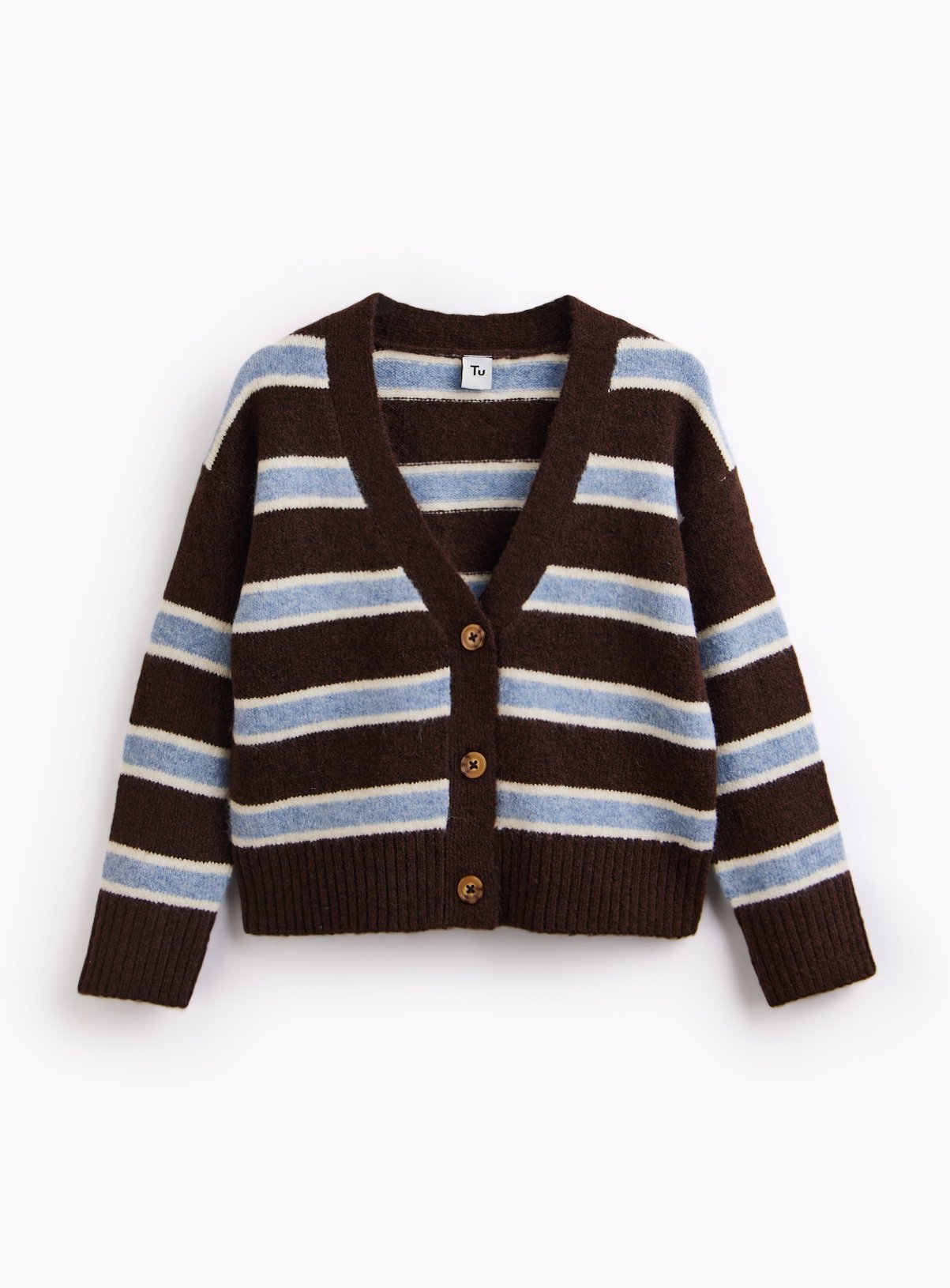 Brown Stripe Knitted Cardigan 