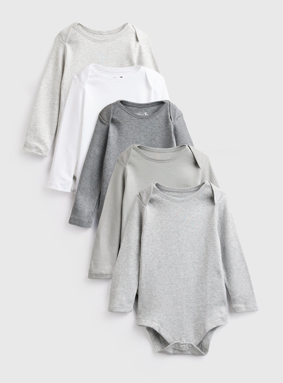 Grey Shades Long Sleeve Bodysuits 5 Pack 18-24 months