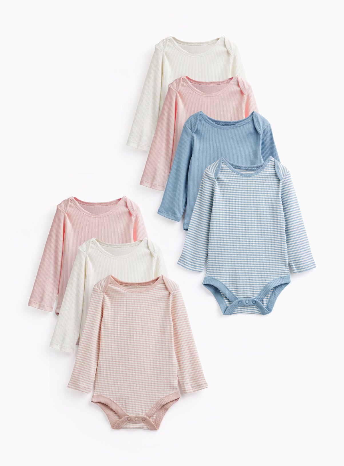 7 Pack Pastel Long Sleeve Bodysuits 2-3 years