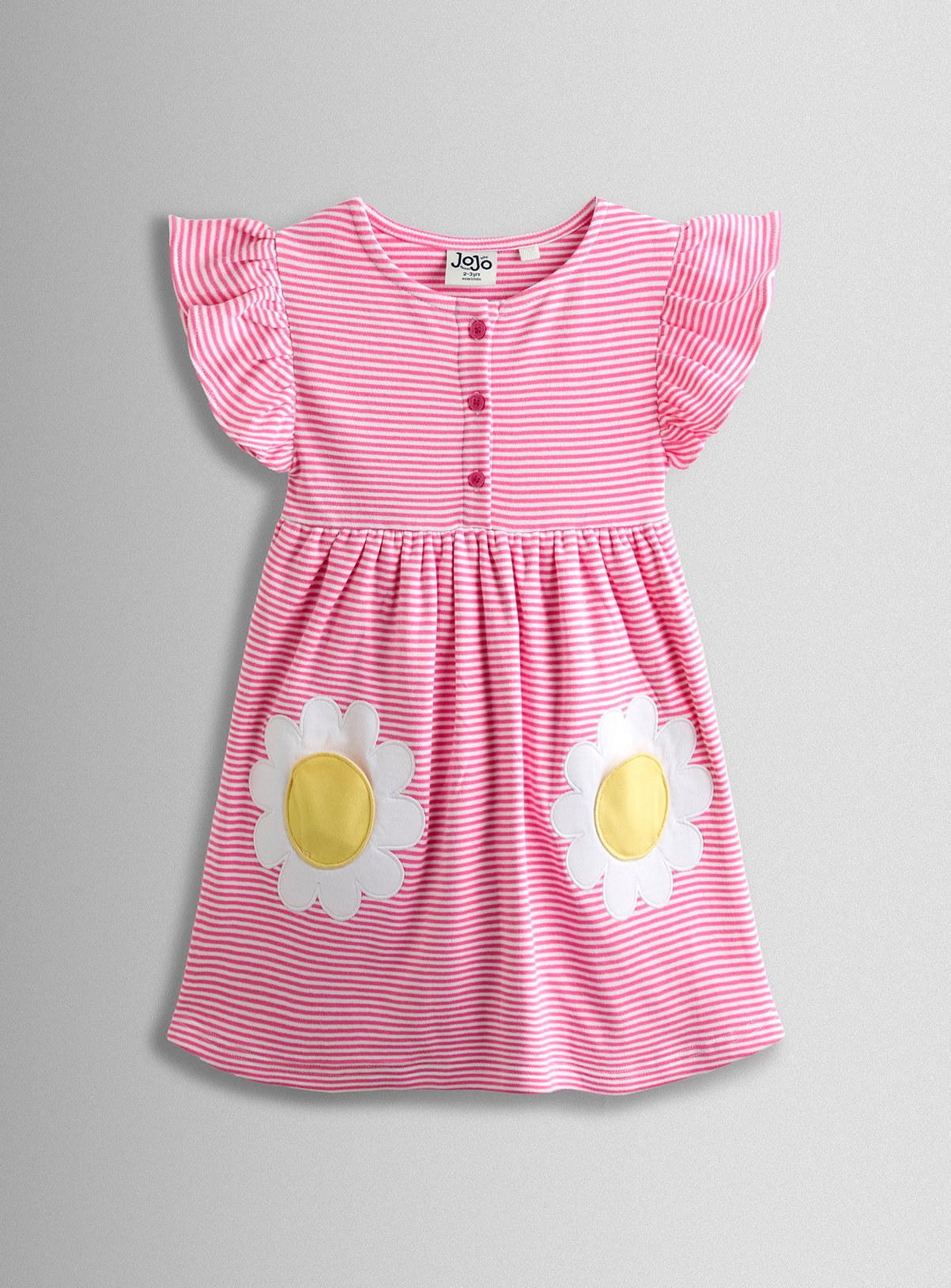 JOJO MAMAN BÉBÉ Daisy Applique Pockets Button Front Dress 3-4 Years