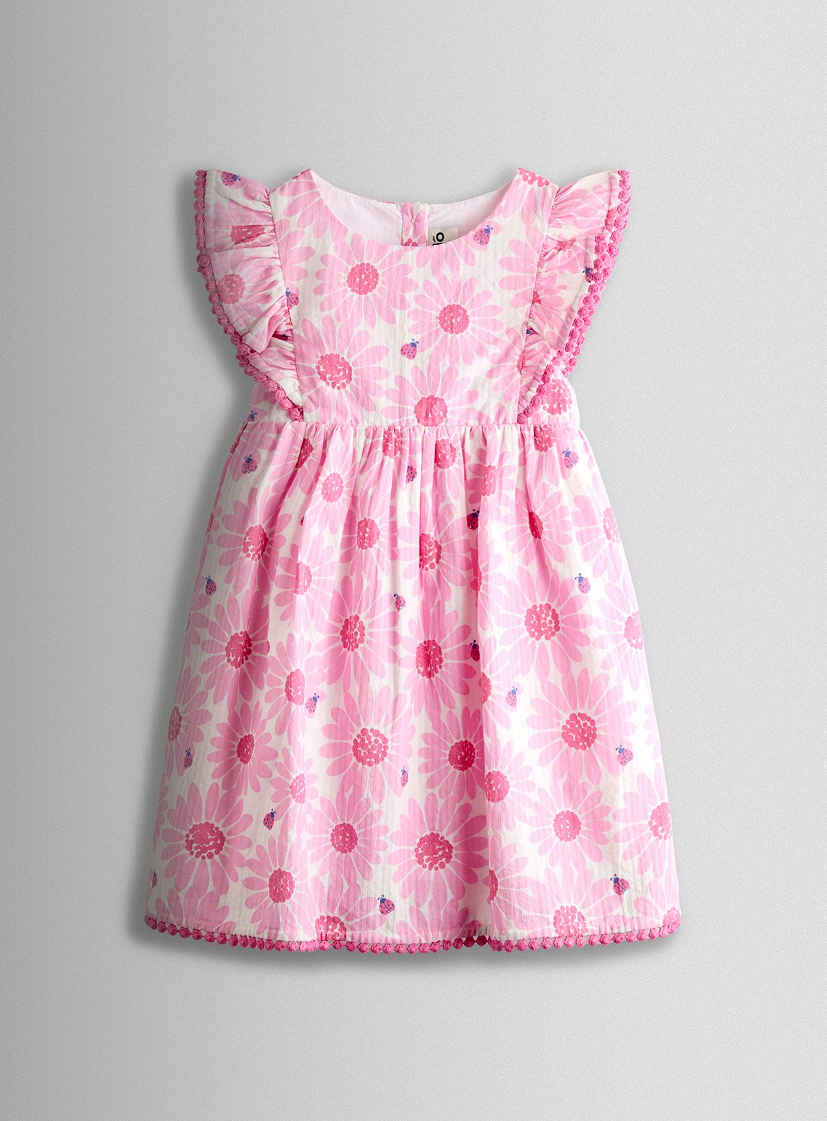 JOJO MAMAN BÉBÉ Flower & Ladybird Puff Sleeve Seersucker Dress