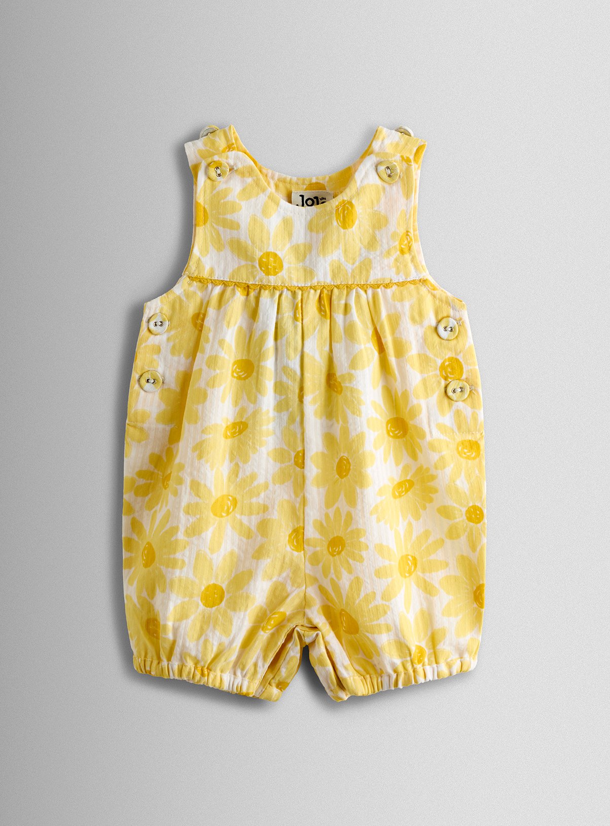 JOJO MAMAN BÉBÉ Sunflower Printed Seersucker Dungaree
