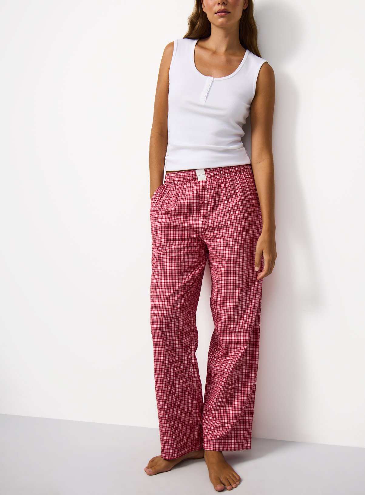 Red Check Print Pyjama Bottoms 