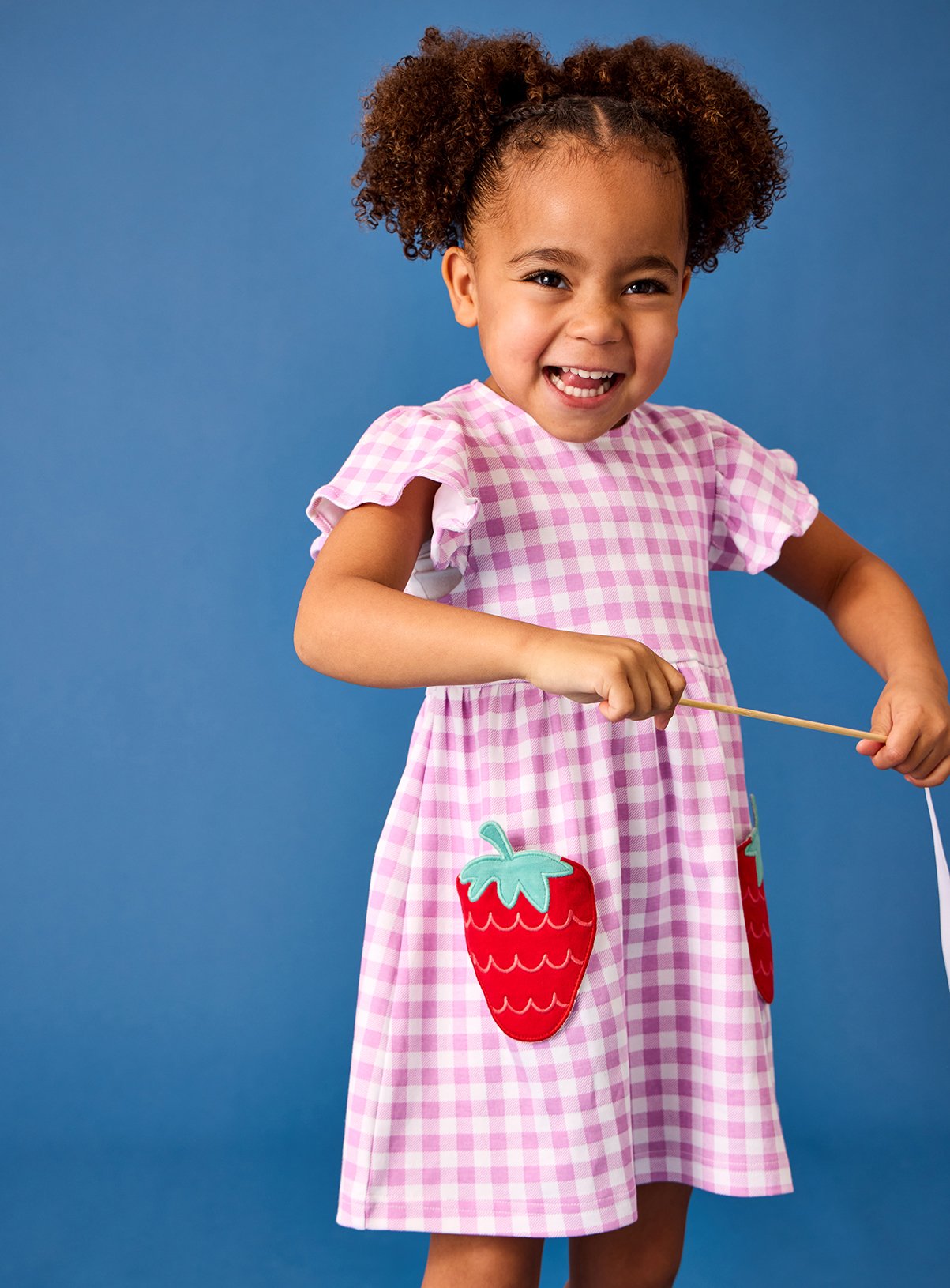 JOJO MAMAN BÉBÉ Strawberry Applique Pockets Flutter Sleeve Dress 3-4 Years